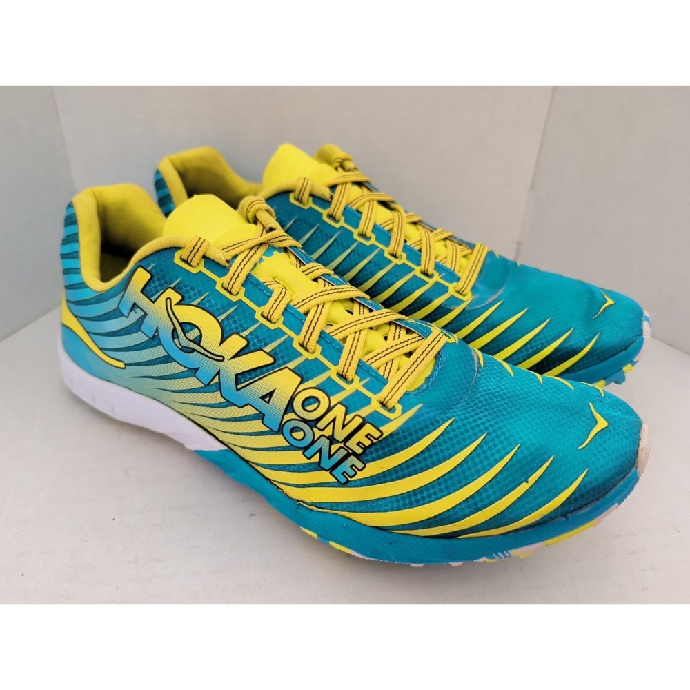 Hoka One One Shoes Womens 8.5 Blue Yellow Evo Xc Spike Running Sneakers Track